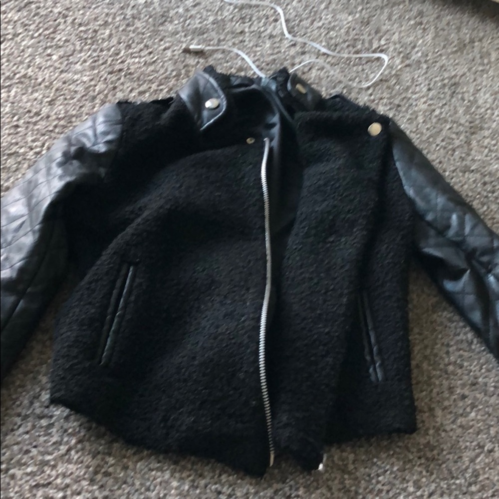 black leather jacket